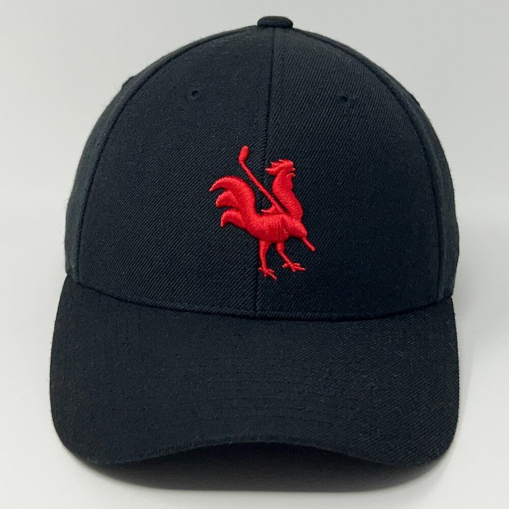 Red Rooster Golf Hat Baseball Cap Snapback Golfer Golfing Black Wool Blend